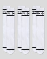 3 Pack - Logo Stripe Crew - White